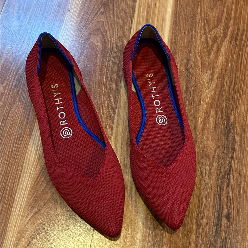Rothy's Vibrant Red Flats - Like new condition! pointed toe.